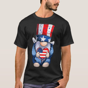 Gnomes USA American Flagga 4:e juli Cute Gnome Pa T Shirt