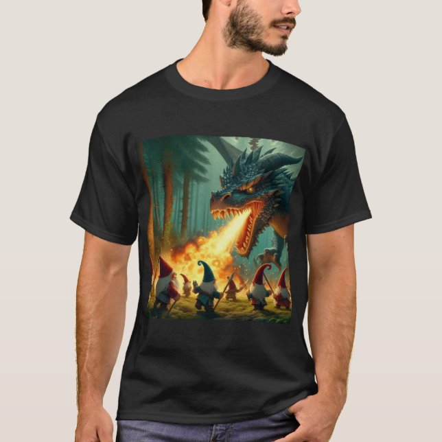 Gnomes vs Dragon T Shirt (Framsida)