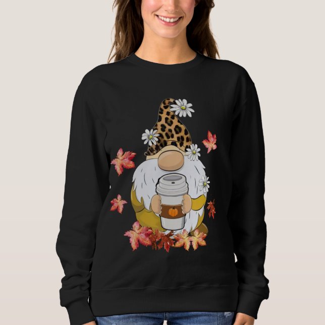Gnomes Wearing Leopard Hat Thanksgiving Vibes Pump T Shirt (Framsida)