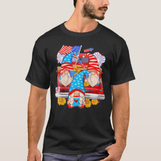 Gnomes with Lastbil America Flagga 4:e juli Indepe T Shirt