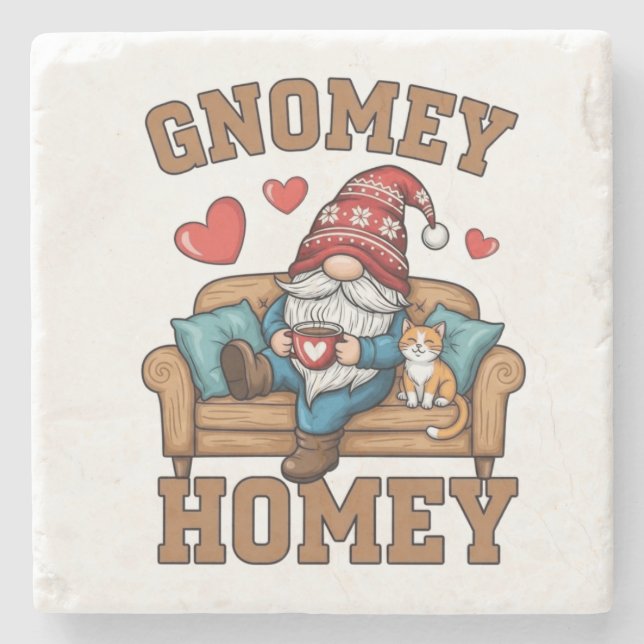 Gnomey homey gnome i hemmet stenunderlägg (Framsidan)