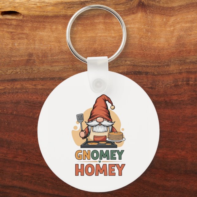 Gnomey homey pancakes design nyckelring (Baksida)