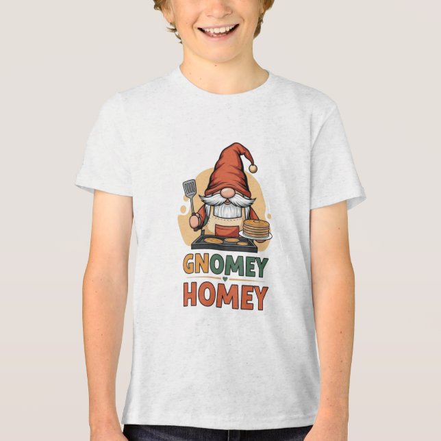 Gnomey homey pancakes design t shirt (Framsida)