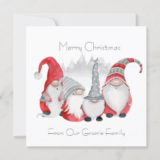 Gnomie-familjens julkort tack kort