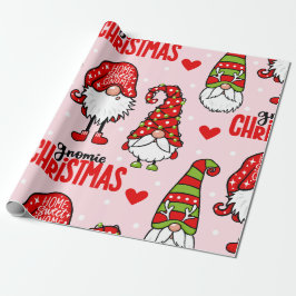 Gnomie Santa Ansikte Julafton Wrapping Papper Presentpapper