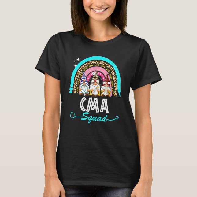 Gnomies Cma Nurse Nursing Leopard Rainbow Nurse Da T Shirt (Framsida)