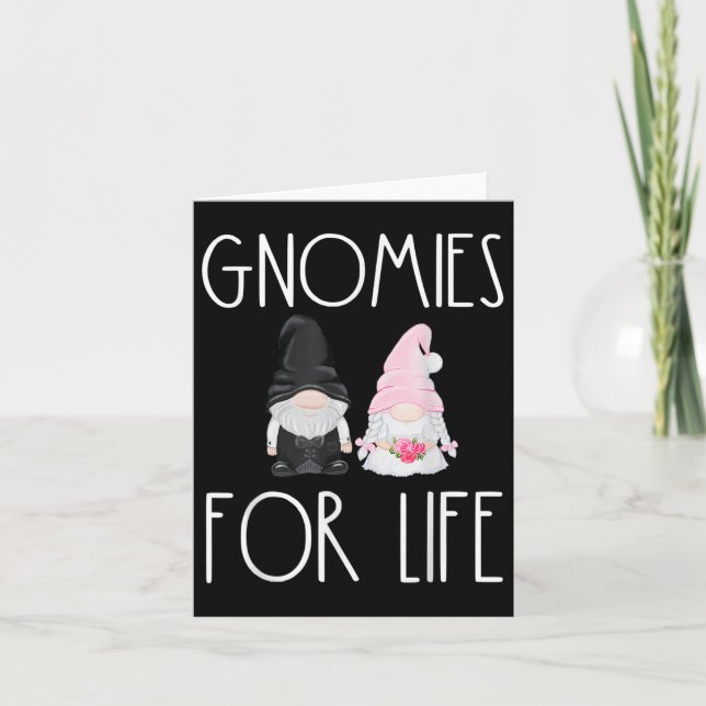 Gnomies for Life Funny Bröllop Gnome Bride Groom M Kort (Framsida)