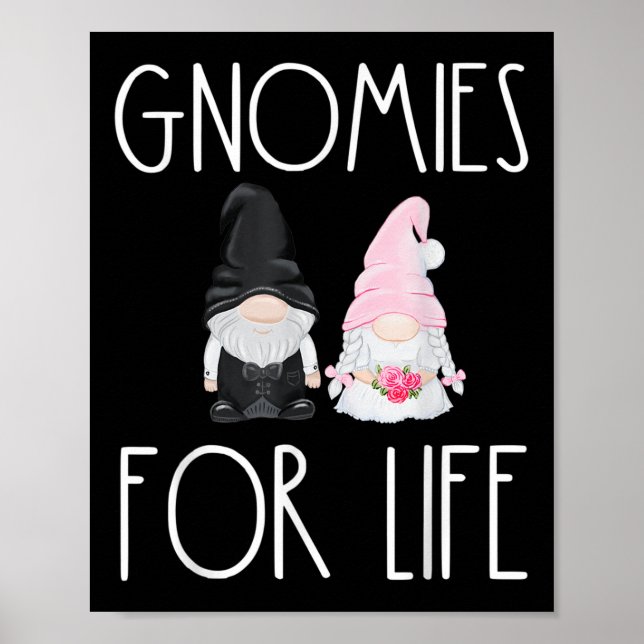 Gnomies for Life Funny Bröllop Gnome Bride Groom M Poster (Framsidan)