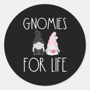 Gnomies for Life Funny Bröllop Gnome Bride Groom M Runt Klistermärke