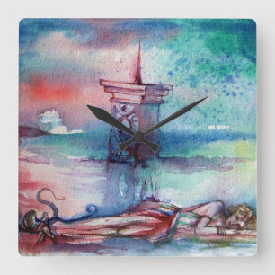 GNOMON OCH DAM I SJÖ FYRKANTIG KLOCKA