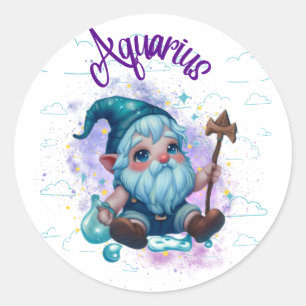Gnomoscope Aquarius Sticker Runt Klistermärke