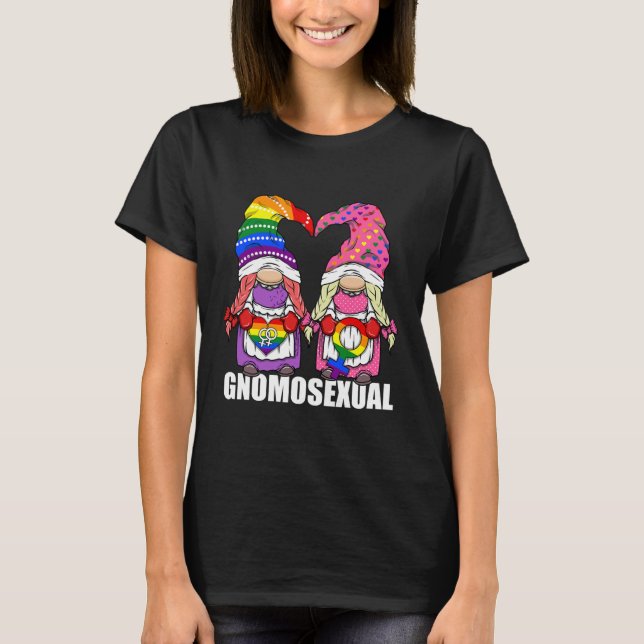 Gnomosexual Lgbtq Gnome Lesbisk Kärlek T Shirt (Framsida)