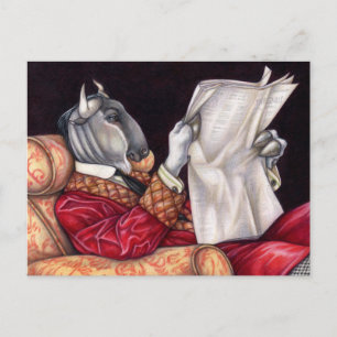 Gnu Funny News Animal Newspaper Vykort