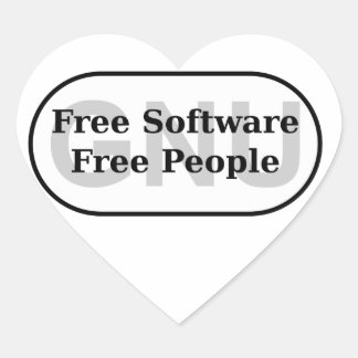 GNU - gratis Software - gratis personal Hjärtformat Klistermärke