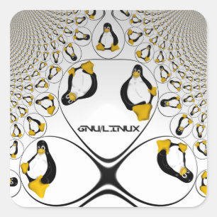GNU/Linux Fractal Sticker Fyrkantigt Klistermärke