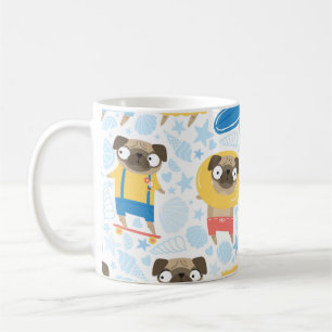 Gnugga på semester. mönster med tecknad på kaffemugg