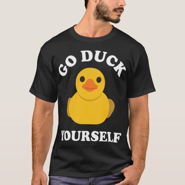 Go Anka Yourself Rubber Anka Ducky Duckling Black  T Shirt (Framsida)