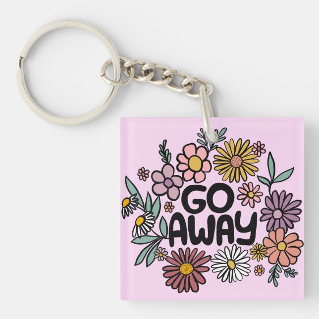 GO AWAY FUNNY Blommigt Cute Daisy Hand Drawn (Framsidan)