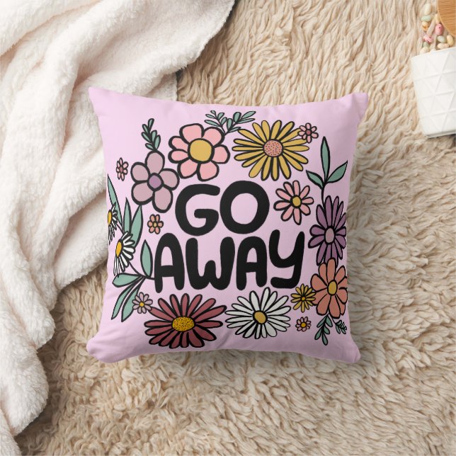GO AWAY FUNNY Blommigt Cute Daisy Hand Drawn Kudde (Filt)