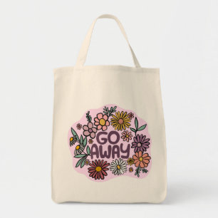 GO AWAY FUNNY Blommigt Cute Daisy Hand Drawn Tygkasse