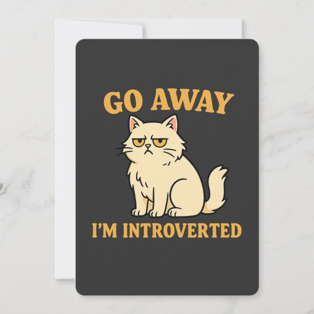 Go Away I'm Introverted – Funny Cat Shirt Inbjudningar (Framsida)