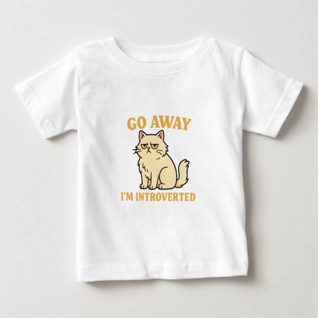 Go Away I'm Introverted – Funny Cat Shirt T (Framsida)