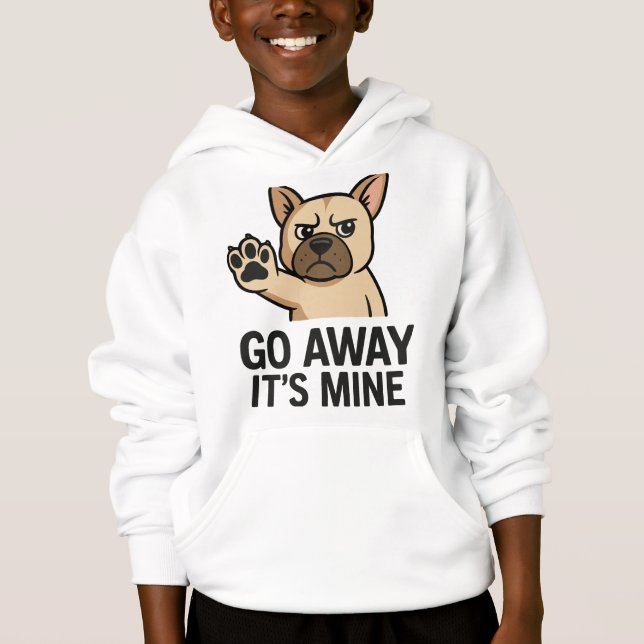 Go Away It’s Mine – Funny Angry Bulldog Cartoon T Shirt (Framsida)