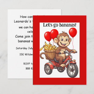 Go Bananas Födelsedag DIGITAL NEDLADDNING INBJUDAN