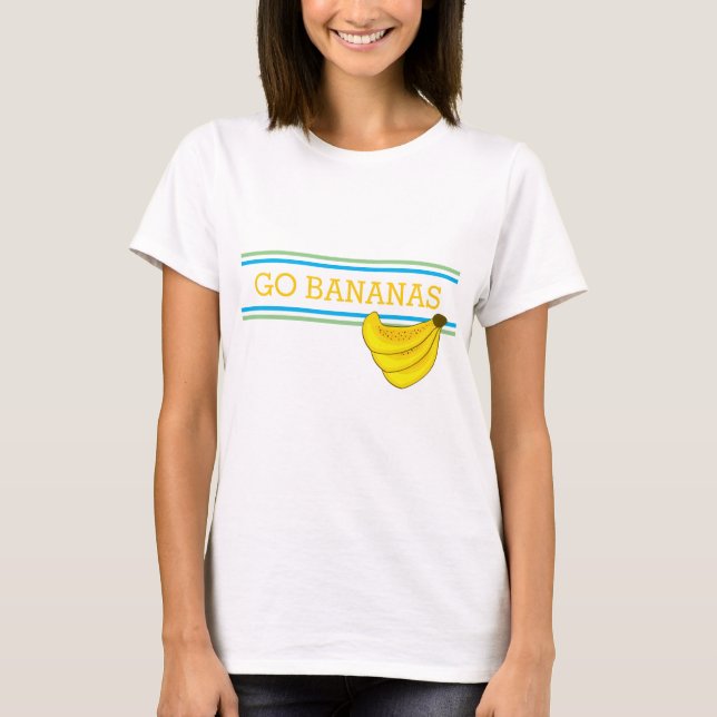 GO BANANAS, rand med gult banklam T Shirt (Framsida)