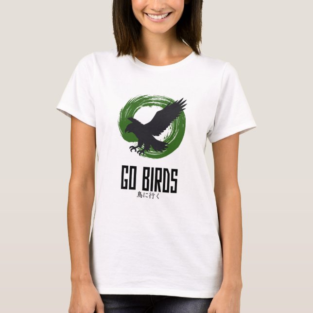 Go Birds Women’s Slim‑Fit Japanese‑Style T‑Shirt T Shirt (Framsida)