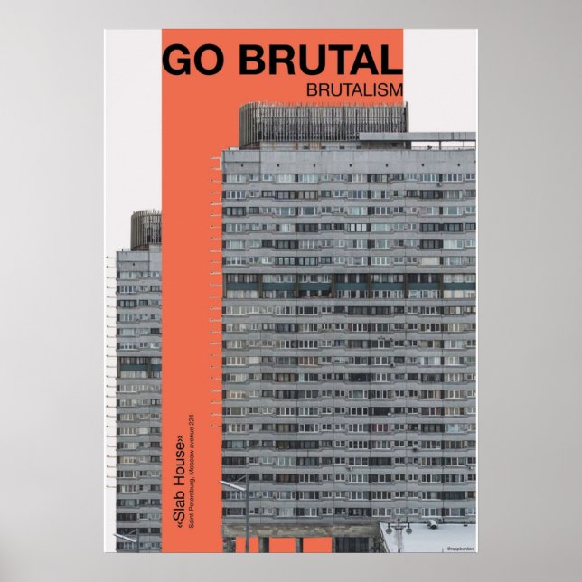 GO BRUTAL sovjetisk Brutalism Poster (Framsidan)