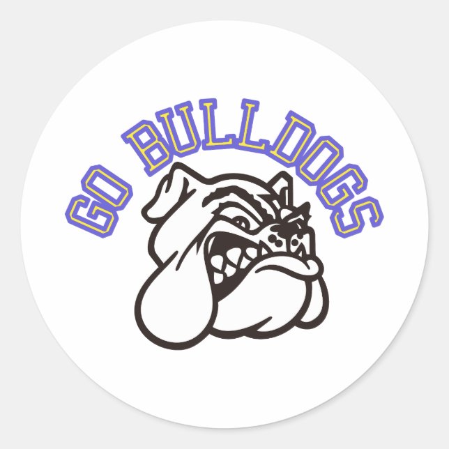 Go Bulldog (med gräns) Runt Klistermärke (Framsida)