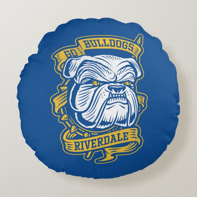 Go Bulldog - Riverdale Mascot Banner Rund Kudde (Framsidan)
