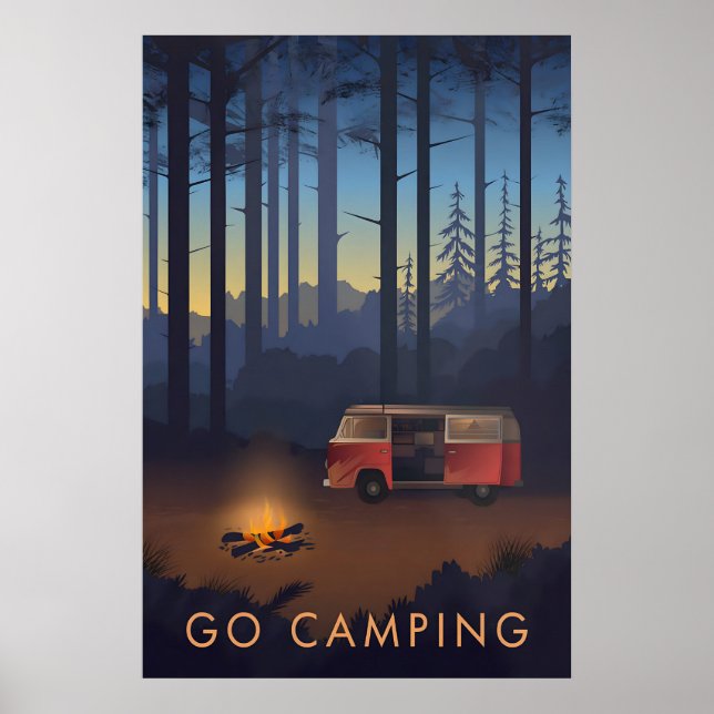 Go Camping Travel Poster Campervan Version (Framsidan)