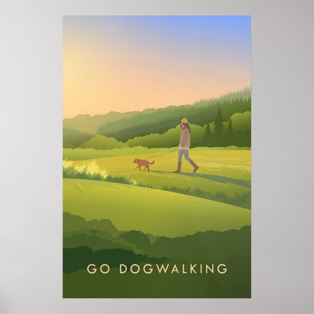 Go Dog Walking Travel Poster (Framsidan)