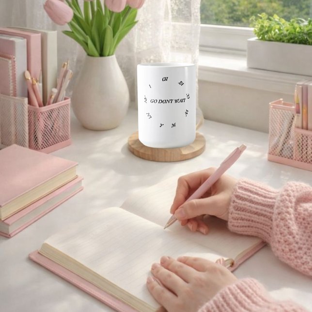 GO DONT WAIT, MACKE ALLA ÅTGÄRDER KAFFEMUGG (Skapare uppladdad)