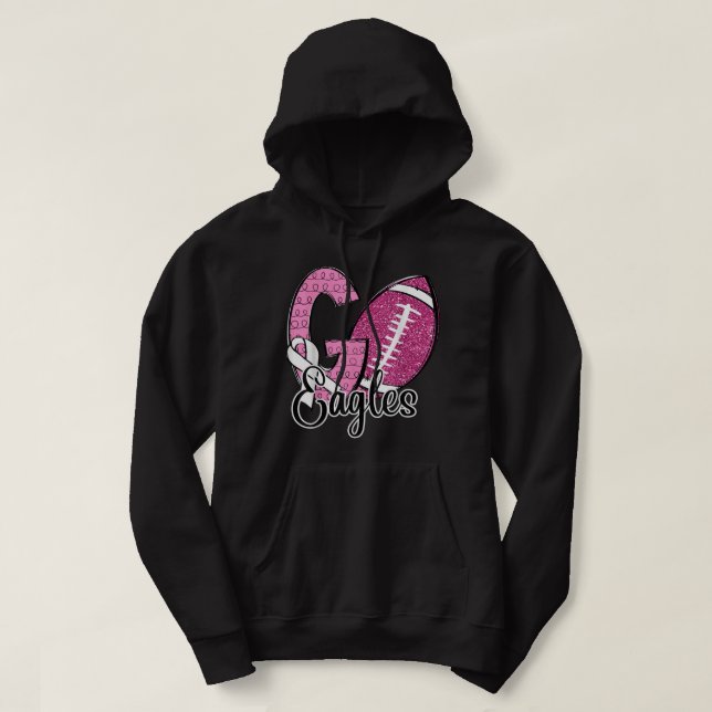 Go Eagles School Sportfantast Spirit Breast Cancer Hoodie (Design framsida)