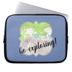 "Go Exploring" TopoGraphics Karta Quatrefoil Laptop Fodral
