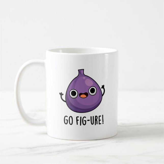 Go Fig-ure Funny Fig Fruit Pun Kaffemugg (Vänster)