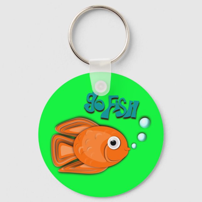 "Go Fish" Goldfish Nyckelring (Framsida)