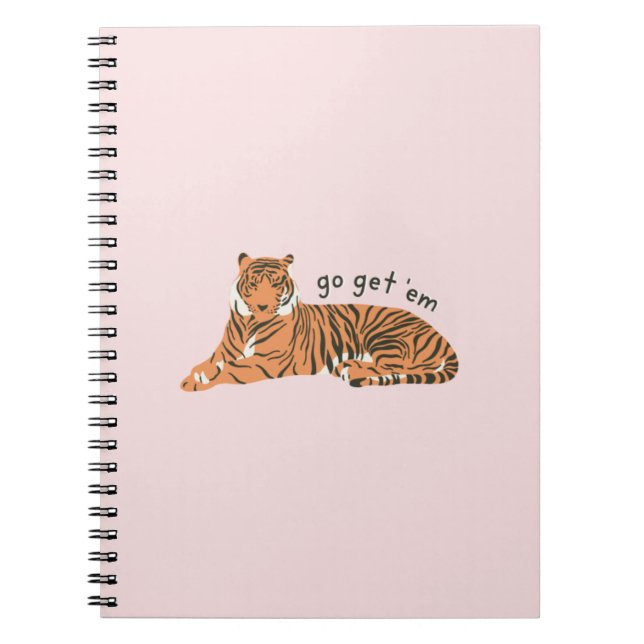 Go Get 'Em Tiger- Blush Notebook Anteckningsbok (Framsidan)
