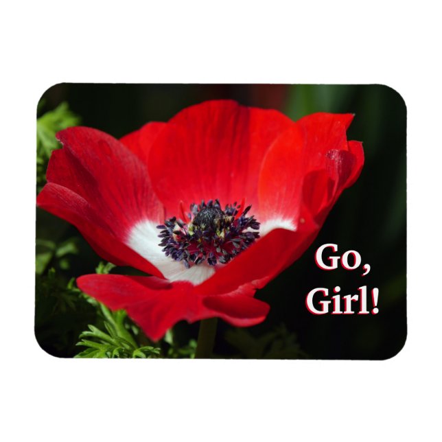 Go Girl Ro Flower Magnet (Horisontell)
