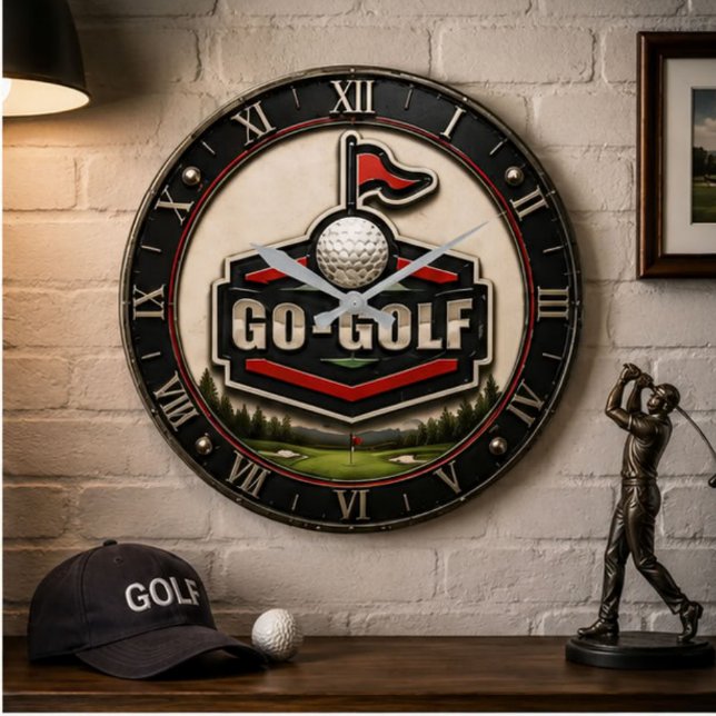 Go Golf  Modern Golfer Gift Stor Klocka (Skapare uppladdad)
