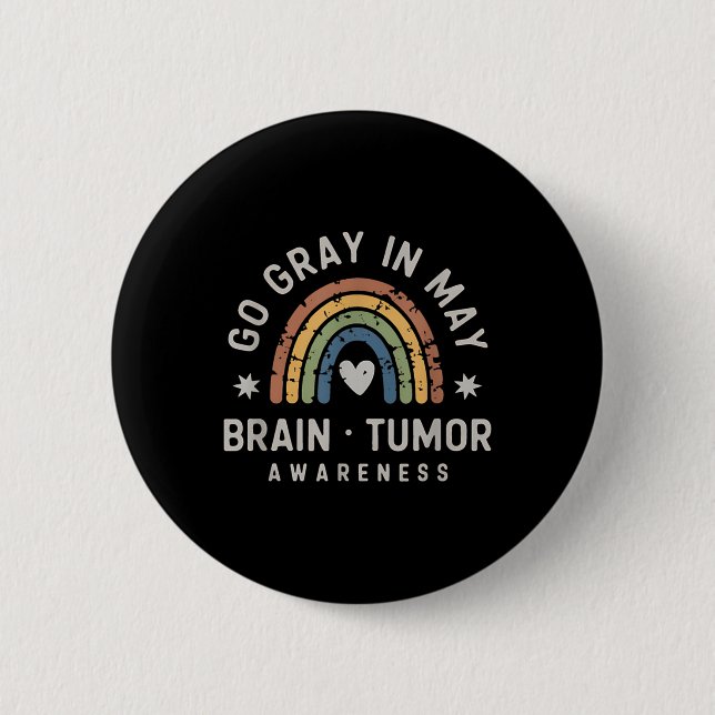 Go Grått in May Brain Tumor Awareness Grunge Knapp (Framsida)