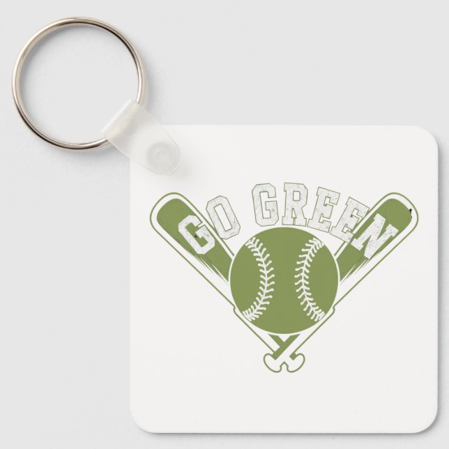 Go Green Baseboll Design Nyckelring (Framsida)