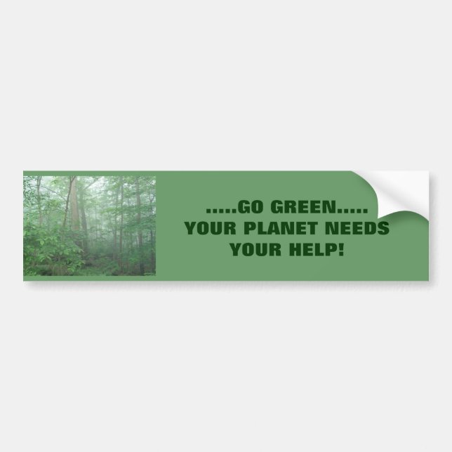GO GREEN Bumper Sticker Bildekal (Framsidan)