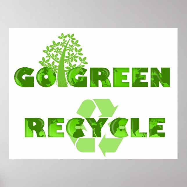 Go Green Eco Tree Recycle Illustration Poster (Framsidan)