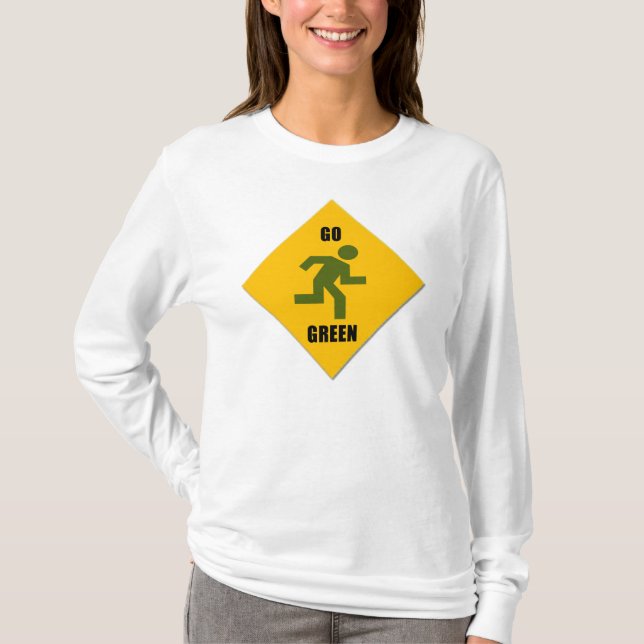 Go Green Gångskylt Dam Tröja T-Shirt (Framsida)