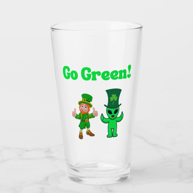 Go Green Leprechaun & Alien Glaskopp (Framsida)
