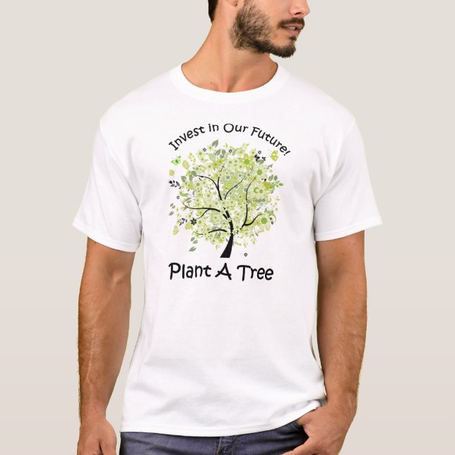 Go Green Plant A Träd Typography Tee Shirt (Framsida)
